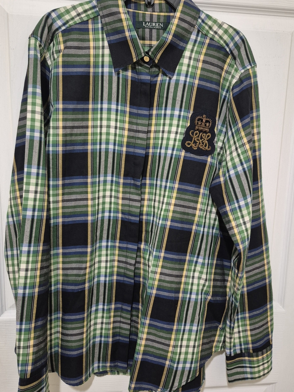 Women's Ralph Lauren Green Plaid Button-Up Shirt